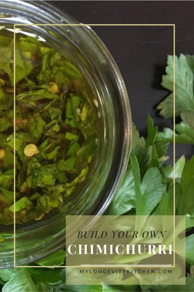 Build your own chimichurri sauce for convenience and incredible flavor. This sauce has so many applications, from marinade to salad dressing to dipping sauce. Make it the authentic way, use dried herbs or fresh; endless possibilities. Recipe by Marisa Moon of My Longevity Kitchen