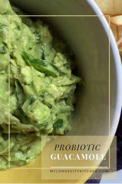 Get your daily dose of probiotics by adding sauerkraut brine and veggies in this Probiotic Guacamole recipe by My Longevity Kitchen.