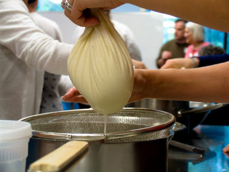 Whey making with muslin